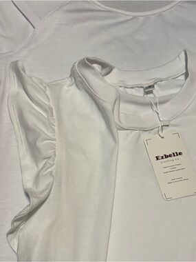 Women's White Ruffle Sleeve Tee